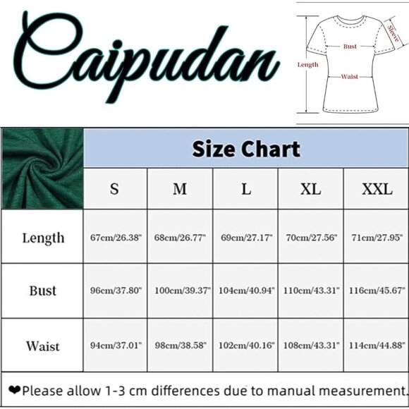 Caipudan Women Green Graphic Tees Short Sleeve Tops Christmas Tree Day T Shirt - Picture 7 of 7